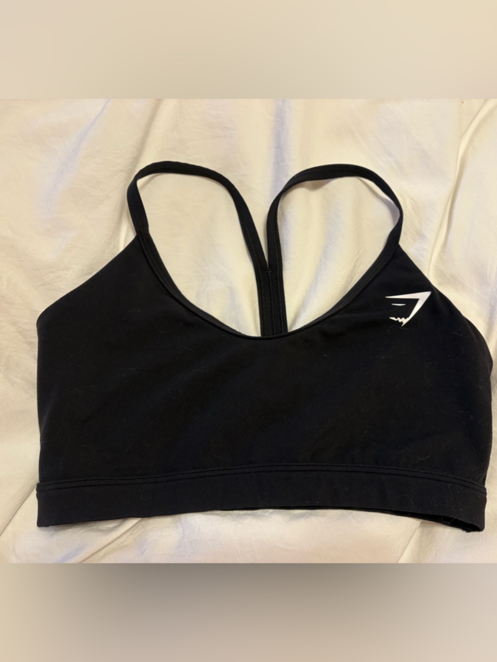 Gymshark Black Sports Bra with White Logo